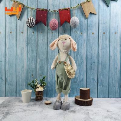 China 43cm Adorable Home Decoration Fabric Animal Crafts Stuffed To Ornament Standing Figures Easter Bunny Spring Rabbit Decor for sale