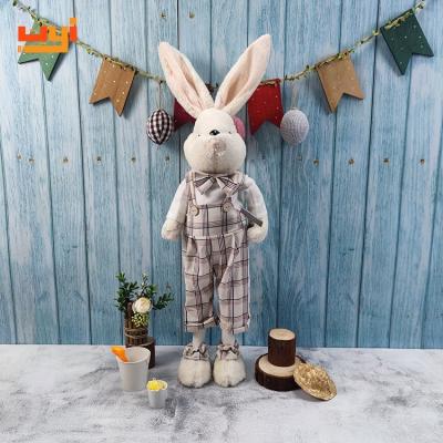 China Eco-friendly Materials New Products Fabric Crafts Mascot Decorations Rabbit Doll Bunny Easter Indoor Decor With Hand make Clothes for sale