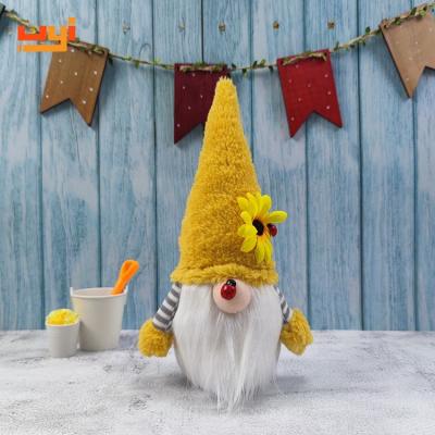 China Eco-Friendly Materials Summer Party Table Decorations Ladybird On Nose Gnomes Summer Vacation Plush Tropical Yellow Gnomes With Different Colors Beard for sale