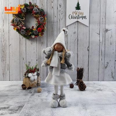 China Christmas Home Decoration New Sitting Angel Doll Figurine Fabric Handmade Plush White Angel For Christmas Decor for sale