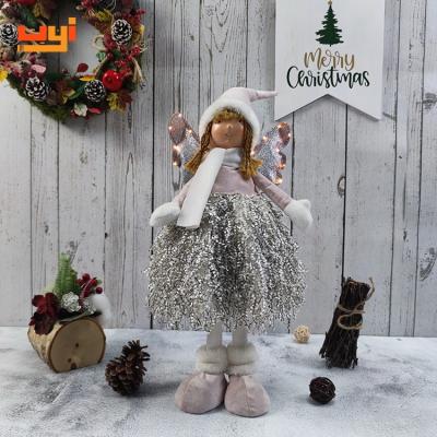 China Christmas decoration & Angel Girl Christmas Standing Home Doll Decoration Factory Customized Decor Cloth Gifts 55cm Beautiful With Wing for sale