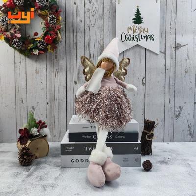 China Handmade Handicraft Fabric Ornaments Sitting Girl Angel Doll Christmas Home Decoration Angel Doll With Wing for sale