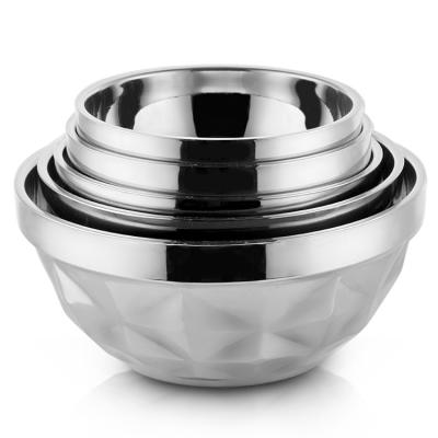 China Sustainable Double Stainless Steel Diamond Insulated Bowl for sale