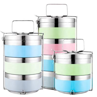 China 2/3/4 Double Layer Viable Color 304 Stainless Steel Kids Tiffin Box for sale