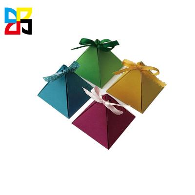 China Beautiful Recycled Materials Birthday Gift Pyramid Flower Triangular Candy Box Wedding Favors Paper Gift Boxes With Ribbon for sale