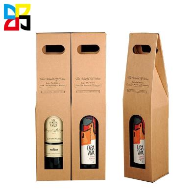 China Custom Recycled Materials Corrugated Cardboard Paper 4 Bottle Wine Beer Storage Wine Gift Carrier Packaging Cardboard Box With Handle for sale