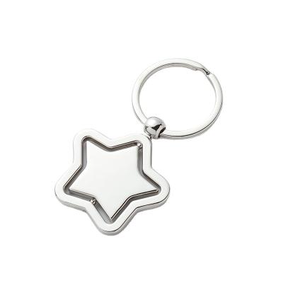 China Metal Wholesale Personalized Logo Customized Metal  Round Star Rotatable Key Chain for sale