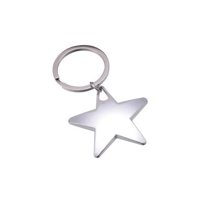 China Metal Promotional Item Custom Logo Star Shaped Blank Shinny Silver Plated Zinc Alloy Metal Keychain for sale