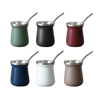 China Automotive Argentina 8oz yerba mate cup double wall stainless steel mate gourd coffee tea cups for sale