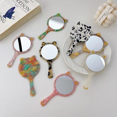 China New Design Acetate Handle Mirror Colorful High Quality Daily Use Mirror Shape Environmental Friendly Cosmetic Portable Mirror For Women for sale