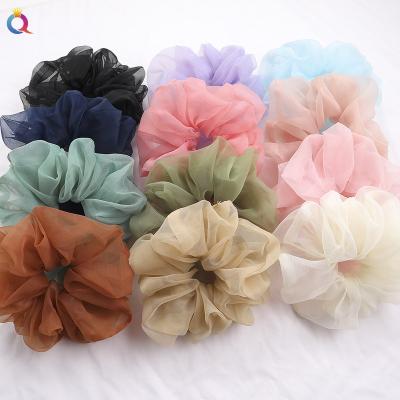 China Hot Selling Ins Style Solid Color Organza French Scrunchies Oversized Scrunchies For Women for sale