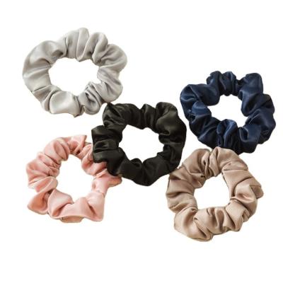 China Silk scrunchies wholesale simple pure small elastic hair band japanese style color fabric scrunchies for women for sale