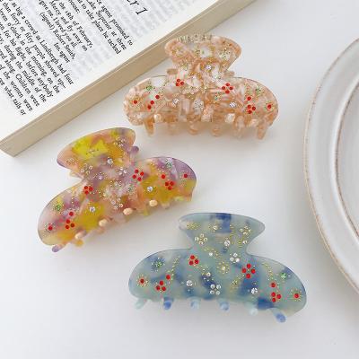 China French Clamb 7.8cm Hair Clips Acetate Hair Clips Retro Medium Size Hair Clips Fashionable Crystal Hair Claw For Women Colorful for sale