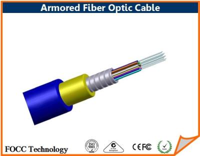 China Direct Burial Armored Multimode Fiber Optic Cable With Terminated Connector for sale