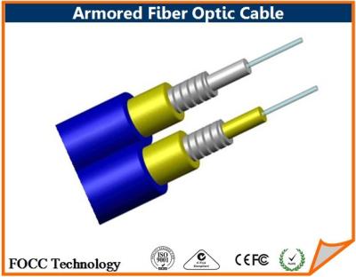 China Blue Duplex Loose Tube Outdoor Armored 8 Core Fiber Optic Cable Single Mode for sale