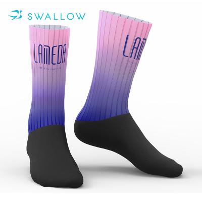 China SWALLOW OEM Logo Gradient Sublimation Men Custom ODM Breathable Recycling Socks for sale