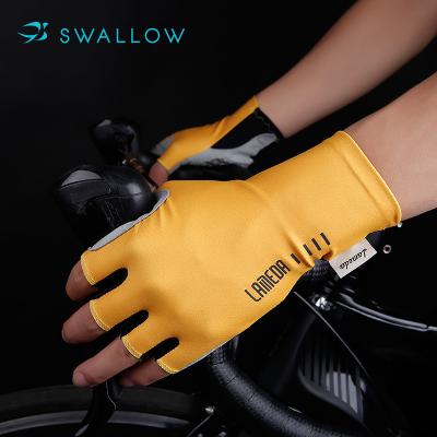 China SWALLOW Unisex Sublimation Printing Breathable High Elastic Cycle Riding Sports Cycling Gloves Custom Made for sale