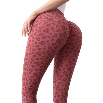 China Breathable Women Compression Leopard Outdoor Elastic Squat Make Tik Tok Scrunch Butt Seamless Leggings Resistant for sale