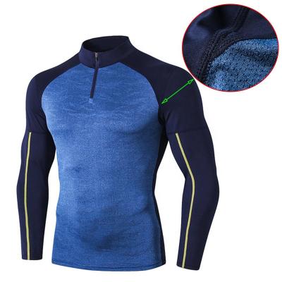 China 2020 Stand Collar Long Sleeve Zipper Bodybuilding Compression Shirt Breathable Men for sale