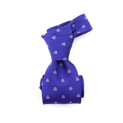 China 100% Mens Fashion Grosgrain Handmade Custom Woven Premium Clouds Royal Blue Logo Silk Woven Ties for sale