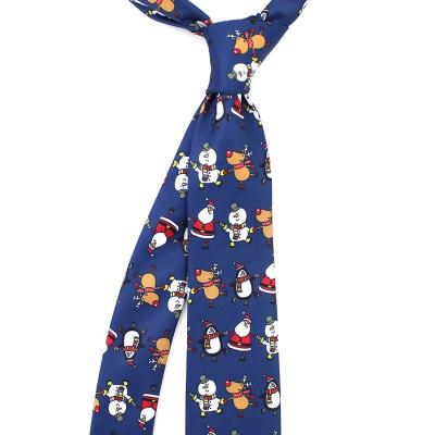 China 100% Santa Claus Deer Polyester Custom Printed Handmade Party Snowman Tie Neck Holiday Christmas Funny Ties For Men for sale