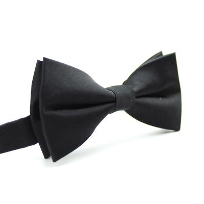 China 100% Woven Pre-tied Solid Black Tuxedo Bow Ties Classic Adjustable Handmade Silk Onyx Bow Ties For Men for sale