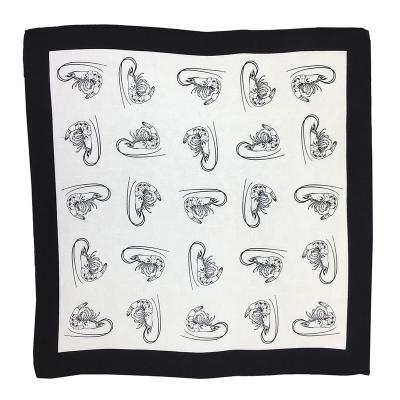 China New Design Business Office Men's Soft Shrimp Luxury Custom Pure Twill Handkerchief Silk Wholesale Animal Printed Pocket Square for sale