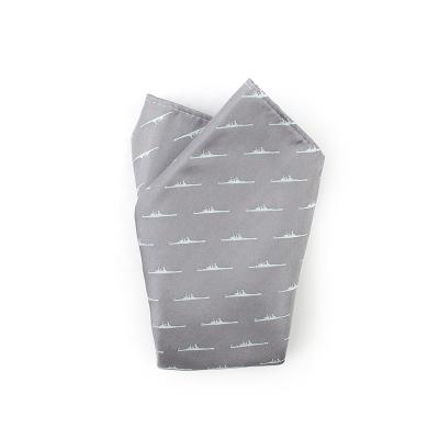 China 100% Handmade People All Handkerchief Silk Men Over Warcraft Military Logo Gray Aqua Luxury Pocket Square Silk Jacquard Woven Custom Made for sale