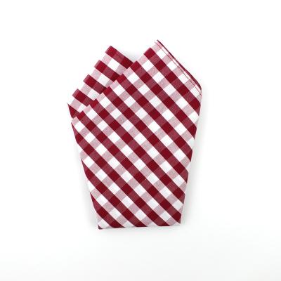 China 100% Handmade Made in France Fashion Style Check Plaid Check Pocket Best China Men's Best Gift Square Cotton Red White Handkerchief Pocket for sale