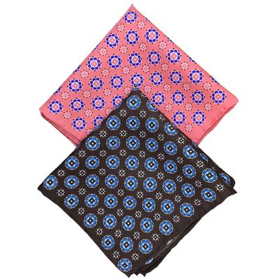 China Soft silk handkerchief 100% twill men branded casual fashion Chinese wholesale floral custom printed pocket squares for men for sale