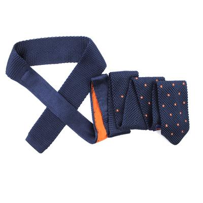 China 100% Handmade Knit Ties Point Dot Embroidered Custom Knitted Neck Dark Blue Polka Tip Dot Skinny Thin Red Polyester Knitted Tie Tie For Men for sale