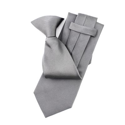 China 100% Handmade Simple Convenient Easy To Use Detachable Tie Men's Pretied Handmade Clip On Ties Custom Gray 100% Silk Woven Uniforms for sale