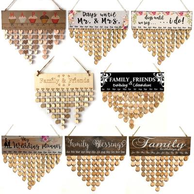 China Creative Handmade Calendar China List Birthday Party Decoration Wooden Crafts Valentine's Day Home Pendant for sale