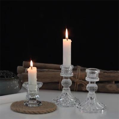 China Simple Transparent Glass Candle Holder Table Materials Eco-friendly Decoration Eco-friendly Romantic Candle Holder for sale