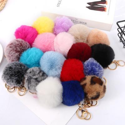 China 2021 Rex Rabbit Hair Alloy Christmas Artificial Plush Snowflake Faux Rabbit Fur Puff Ball Alloy Pendant Key Chain Bag Ornament Key Chain for sale