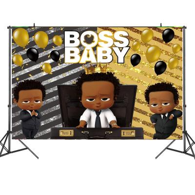 China Automotive Factory Boss Baby Theme Photography Background Cloth Birthday Party Decoration Direct Banner for sale