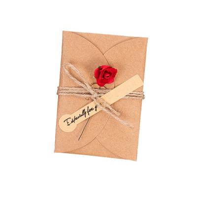 China Other Vintage Kraft Paper Dry Flowers Blessing Greeting Card Diy Gift Business Cards for sale