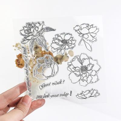 China Decoration Letter Flower Form Press Mini Transparent Silicone Stamp Clear Greeting Card Decoration Craft for sale