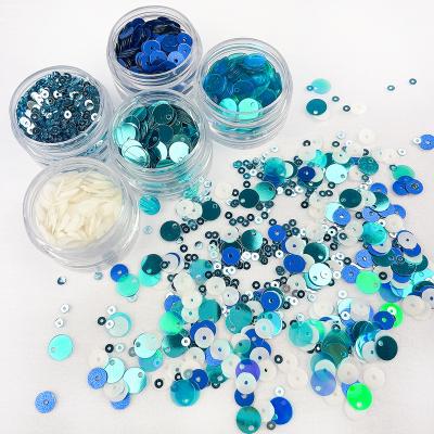 China Christamas Home Decoration Deep Sea Blue Around Transparent Sequin Costume Dress Bag Christmas Card Accessories Set for sale