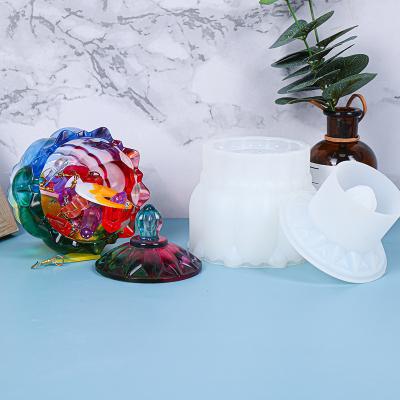 China Viable Hot Selling Home Decoration Crystal Glass Jar Epoxy Mold Storage Box Resin Silicone Molds for sale