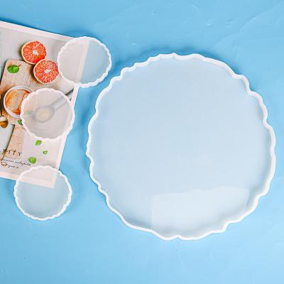 China Hot Selling Round Epoxy Tray Mirror Surface Silicone Pendulum Tray Diy Silicone Mold Viable for sale