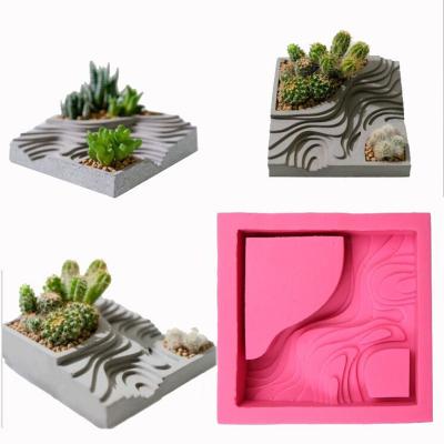 China Best Selling Viable Personalized Rectangular Flower Pot Mold Silicone Mold For Concrete Planters for sale