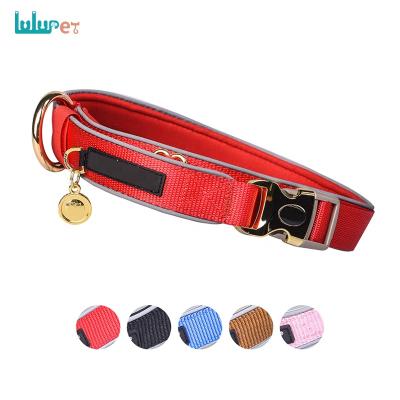 China Custom Viable Durable Nylon Cloth Dog Training Collar Reflective Whistling Adjustable Buckle Logo Pet Collars and Leashes Safety Metal for sale