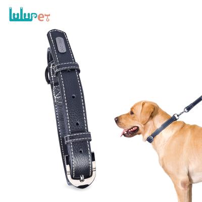 China Durable Luxury Leather Dog Collar Metal Lock Buckle Comfortable Durable Pet Leather Collars For Golden Retriever for sale