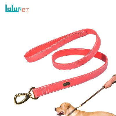 China Custom Viable Logo Leather Dog Leash Adjustable Handle Fashion Pet Rope Leather Leashes For Dog for sale