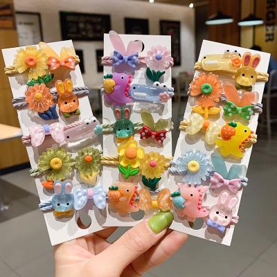 China Environmentally Friendly Children's Hair Accessories Cartoon Colorful Flower Shape Elastic Children Hair Ring Rope Thick Set for sale