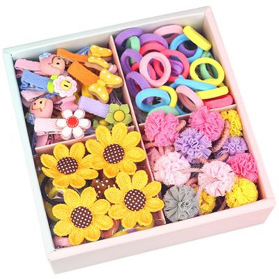 China Simple Korean Girls Princess Hair Accessories Kids Elastic Band Hair Clips Gift Set for sale