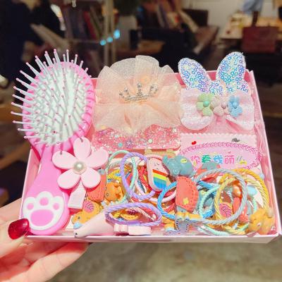 China 28pcs/set Cute Korean Children's Hair Clip Baby Princess Hair Tie Hair Clip Comb Hair Accessories Gift Set for sale