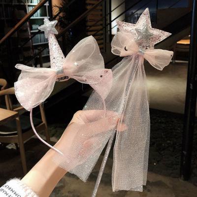 China Top Quality Fashion Design/Fashion Hair Accessories Princess Crown Headdress Girl Hair Band Magic Wand Girls Bow Headband Hair Circle for sale