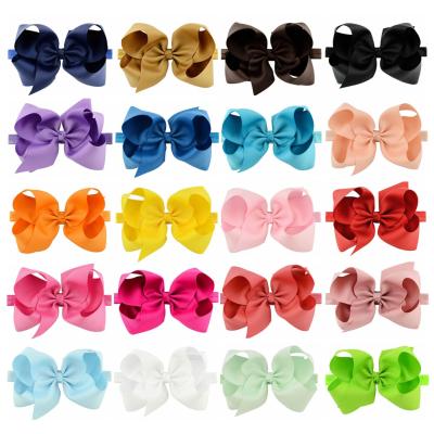 China 20 Colors Eco-Friendly Hair Band Extra Wide Kids Warp Flower Bow Elastic Band 6 Inch Hot New Hair Band for sale